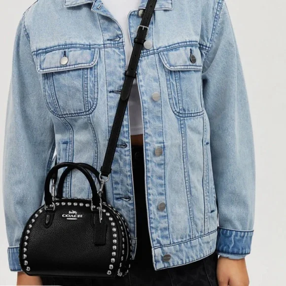 Coach Sydney Satchel with Rivets in Deep Berry - Picture 12 of 12